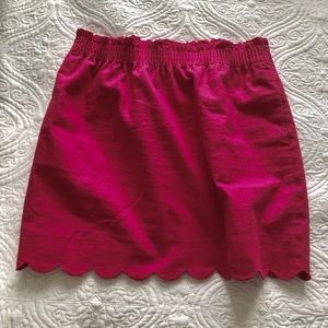 J. Crew Mercantile hot pink scalloped linen skirt